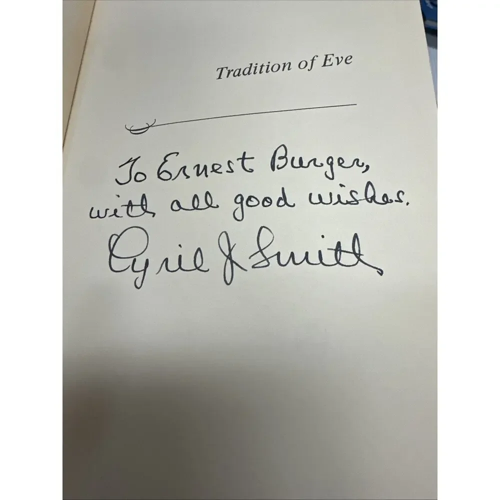 Tradition of Eve by Cyril J.‎ Smith Signed 1970 Vintage Hardcover Autographed